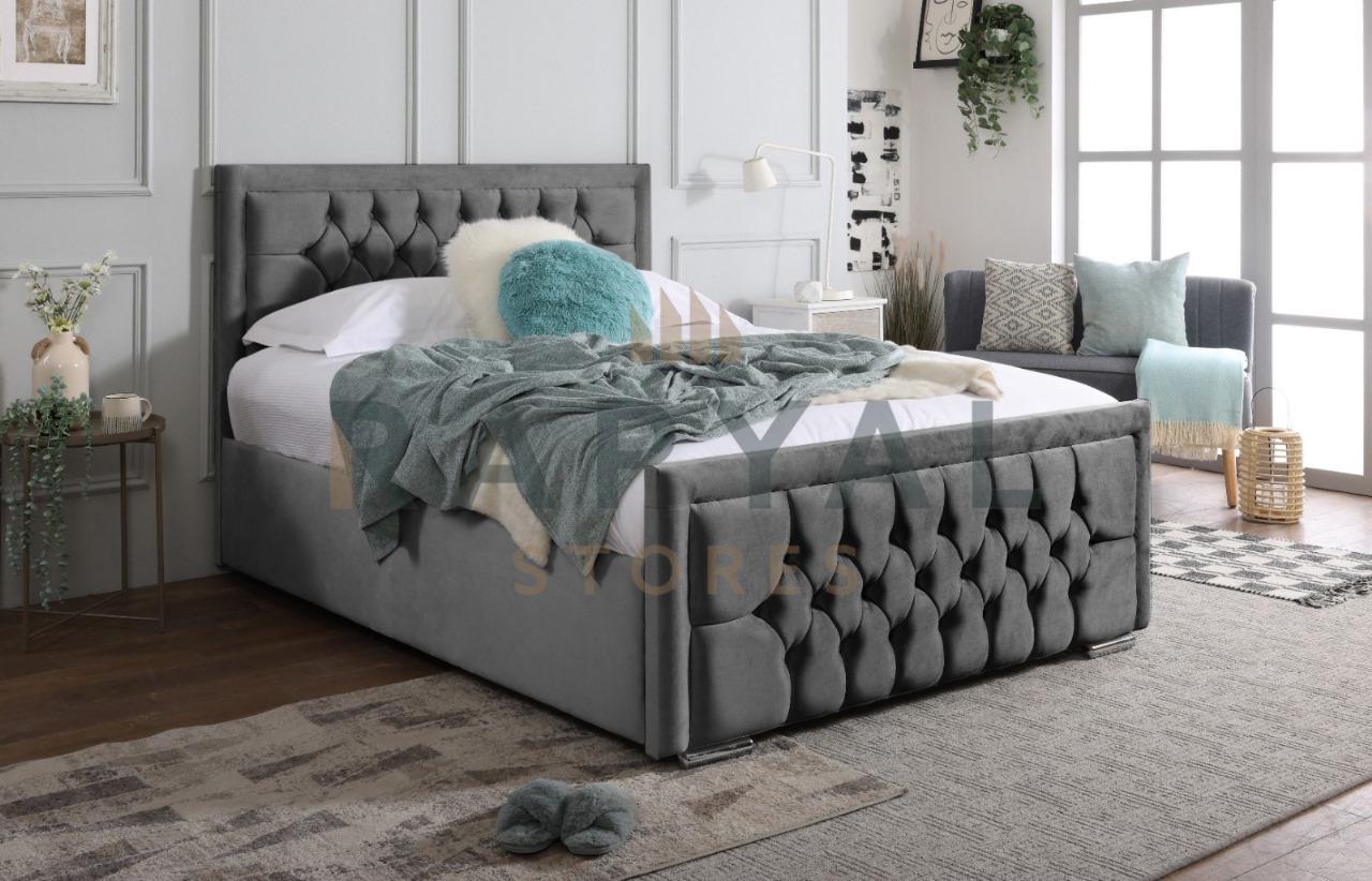Steel Plush Rio Chesterfield Plush Velvet Bedstead