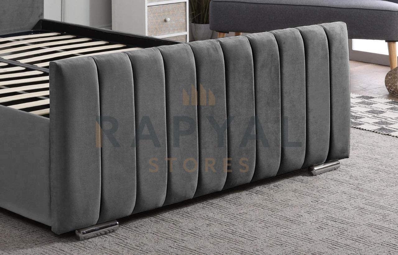 Steel Plush Vegas Lined Plush Velvet Bedstead