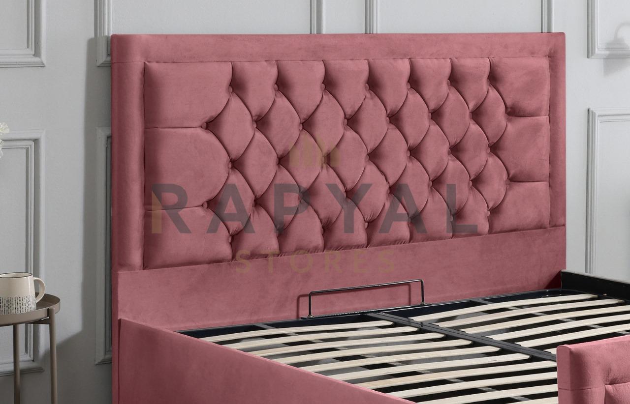 Pink Plush Rio Chesterfield Plush Velvet Bedstead