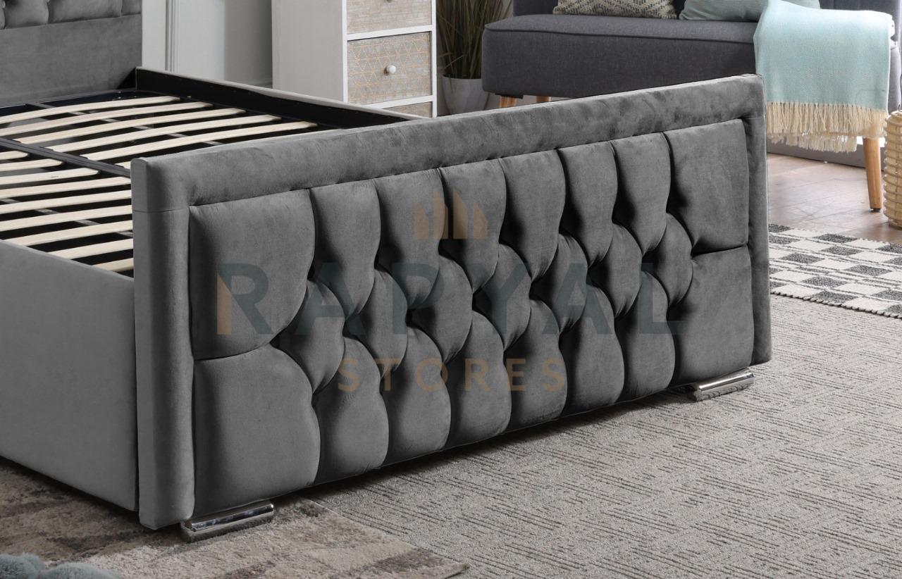 Steel Plush Rio Chesterfield Plush Velvet Bedstead