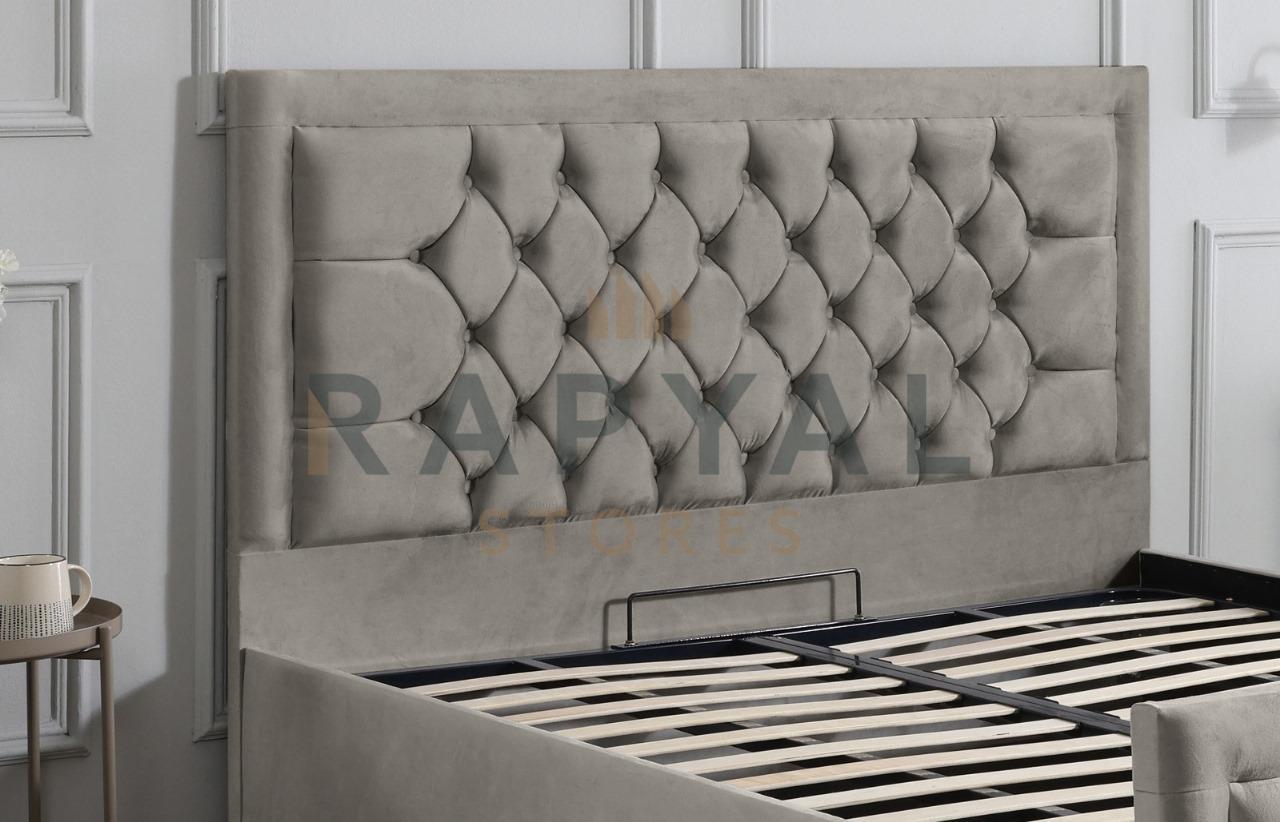 Silver Plush Rio Chesterfield Plush Velvet Bedstead