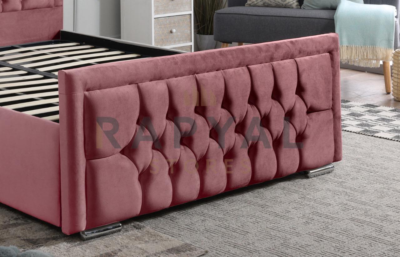Pink Plush Rio Chesterfield Plush Velvet Bedstead
