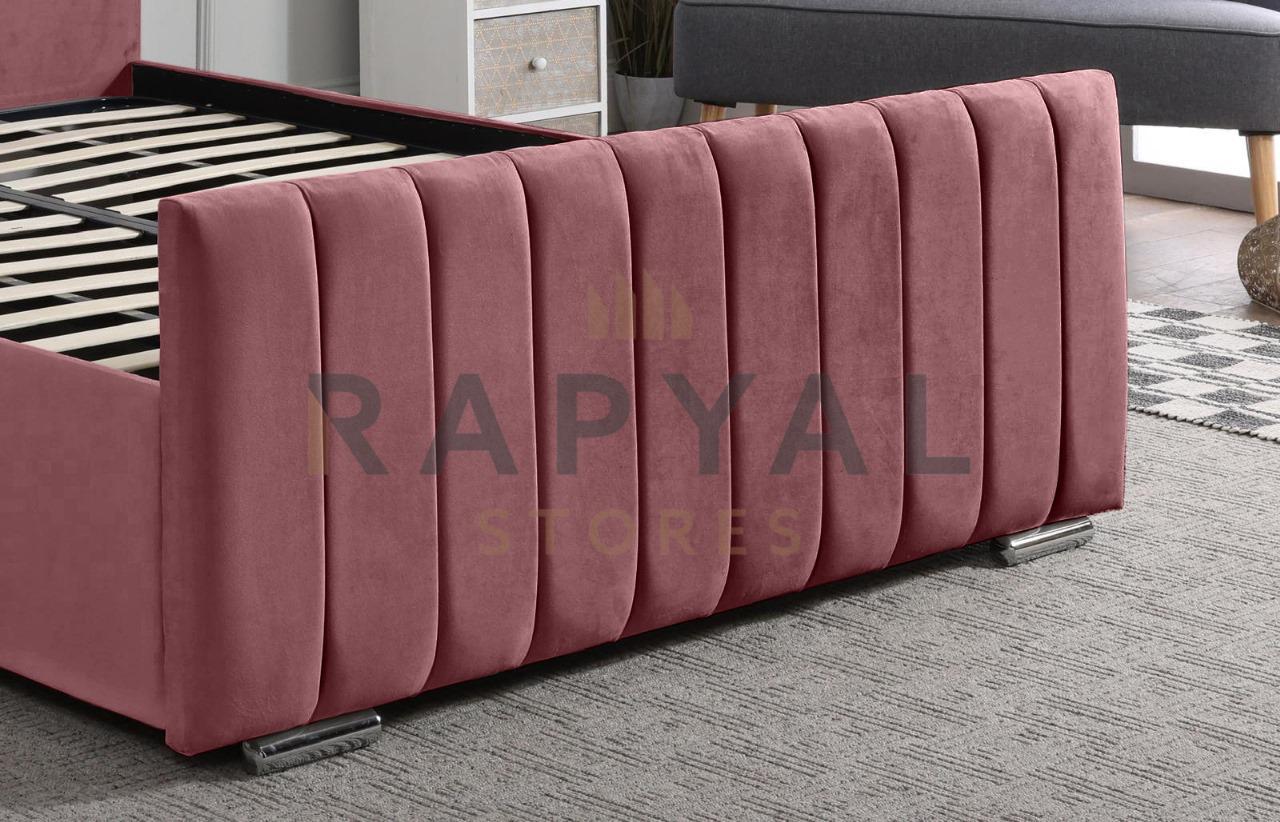 Pink Plush Vegas Lined Plush Velvet Bedstead