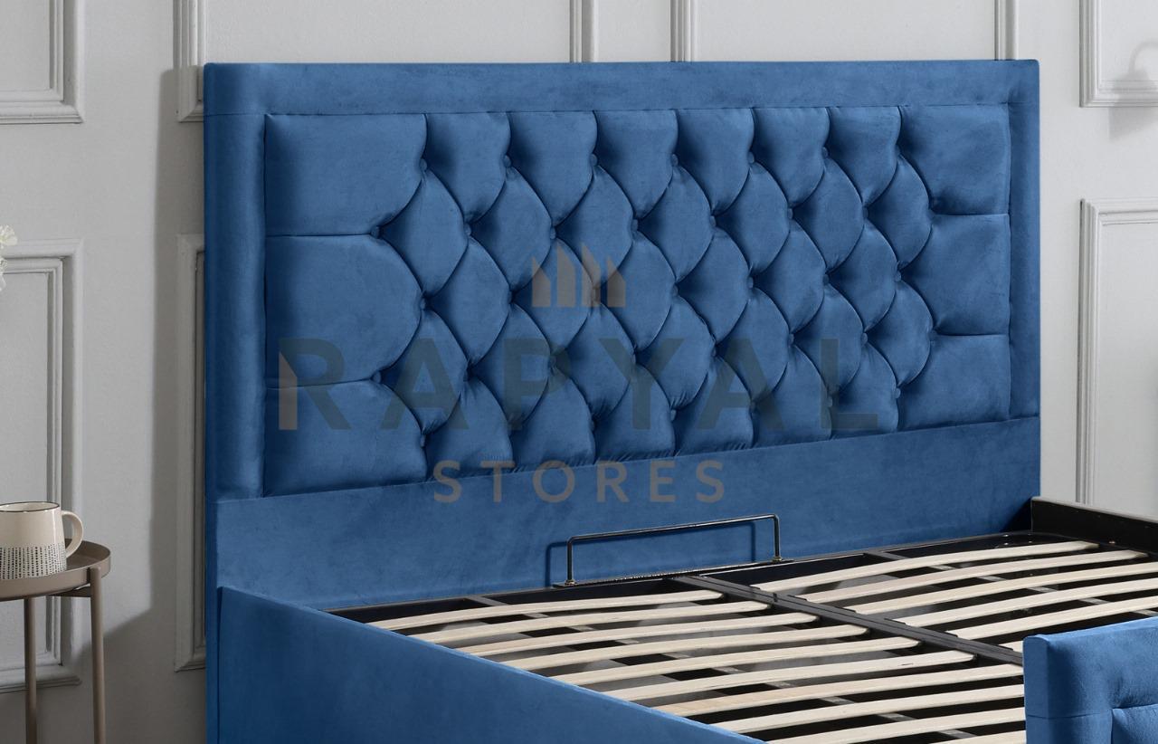 Blue Plush Rio Chesterfield Plush Velvet Bedstead