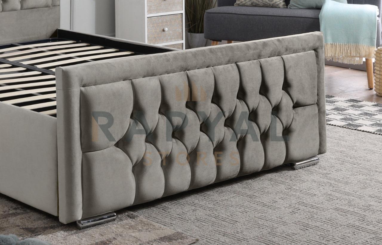 Silver Plush Rio Chesterfield Plush Velvet Bedstead