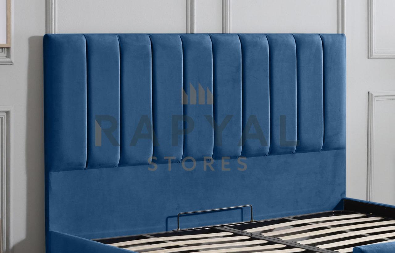 Blue Plush Vegas Lined Plush Velvet Bedstead