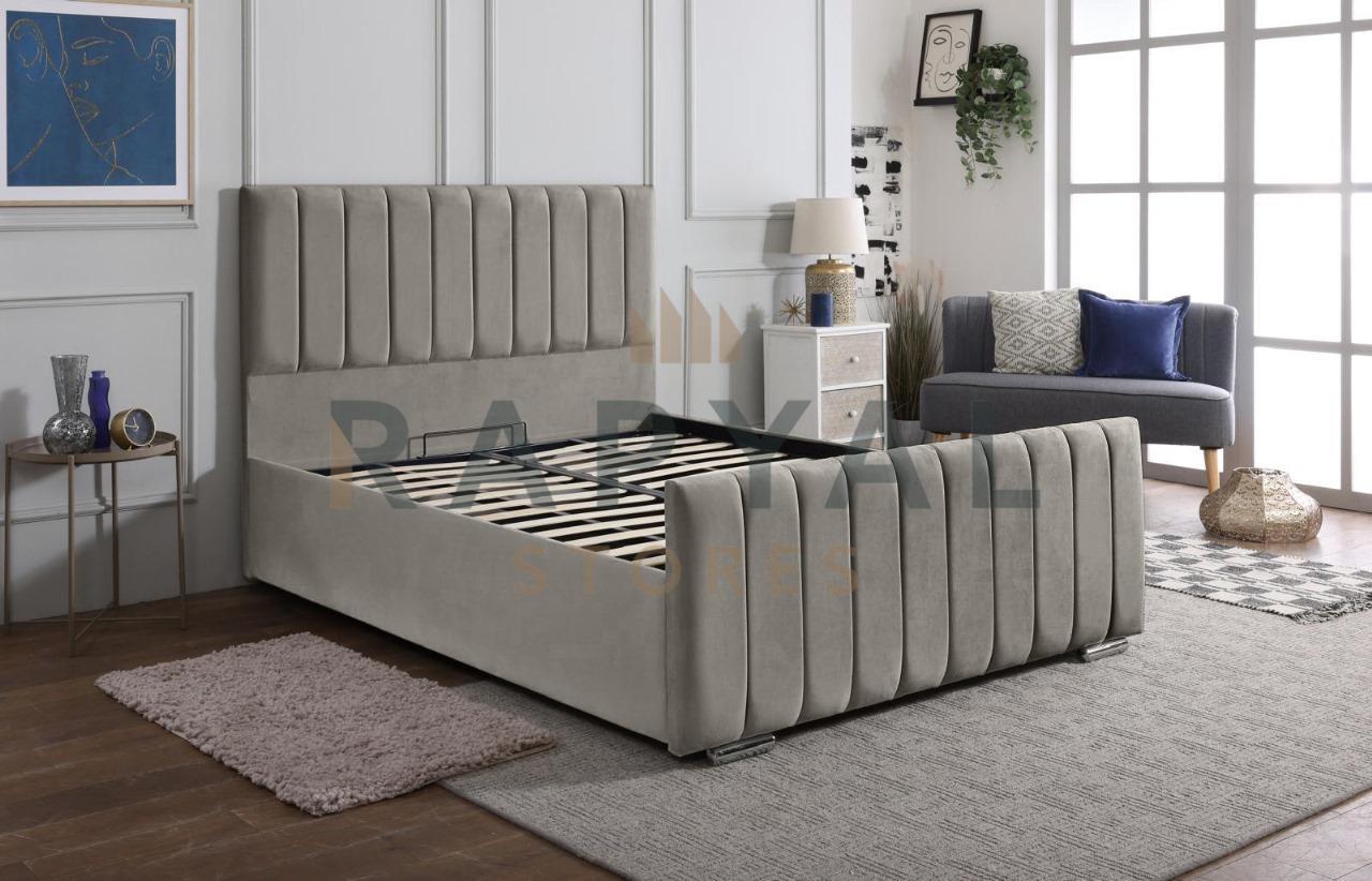 Silver Plush Vegas Lined Plush Velvet Bedstead