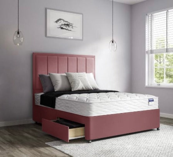 Snug Sleep Velvet Divan Set + Matching Headboard and Memory Foam Mattress