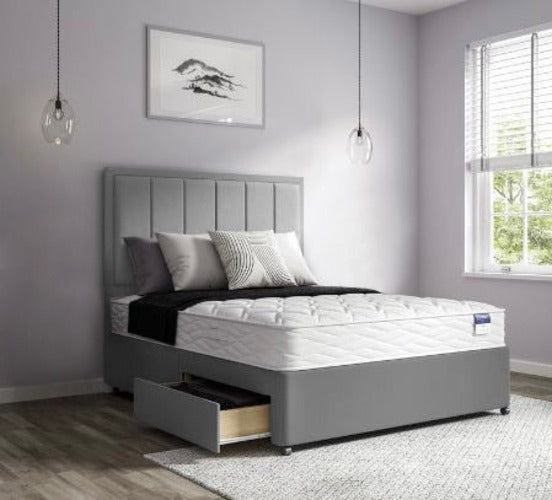 Snug Sleep Velvet Divan Set + Matching Headboard and Memory Foam Mattress
