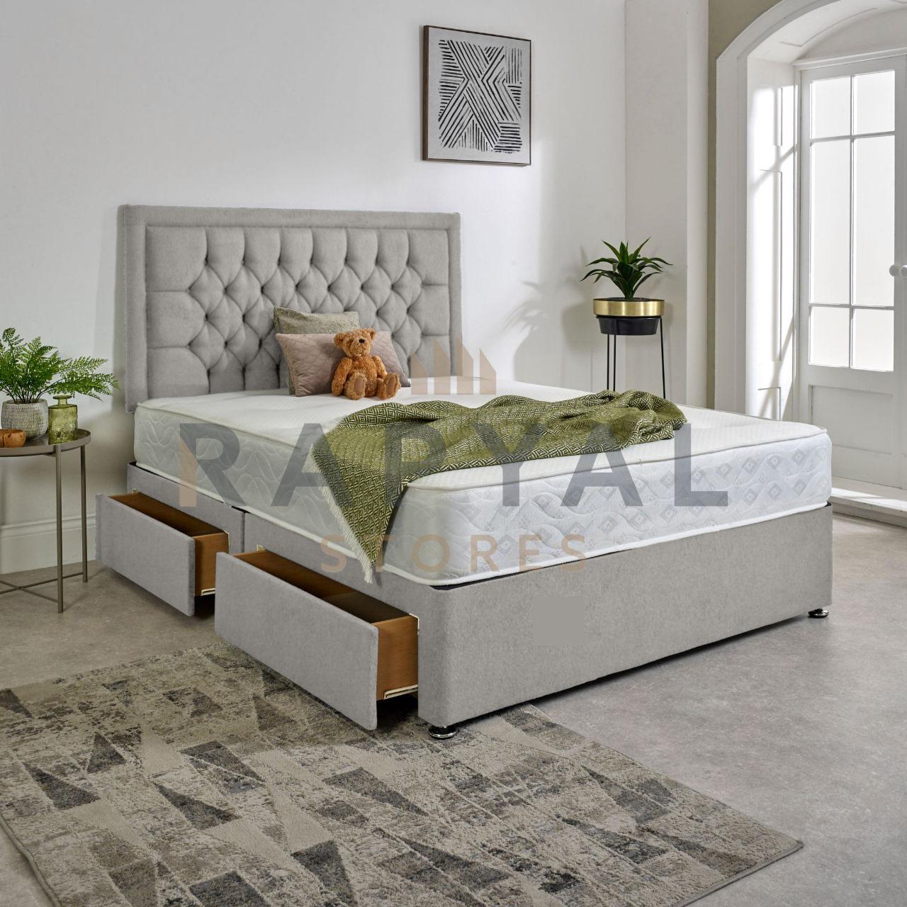 Fraser Luxury Divan Bed Set with Designer Headboard