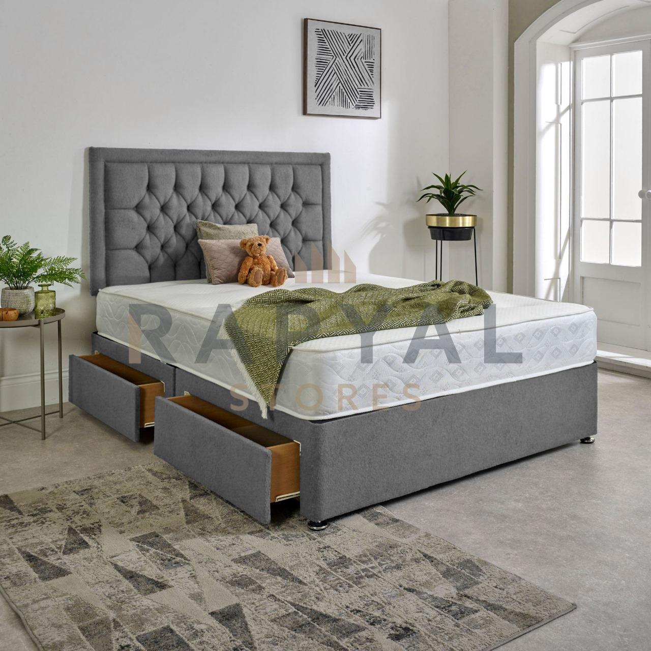 Fraser Luxury Divan Bed Set with Designer Headboard