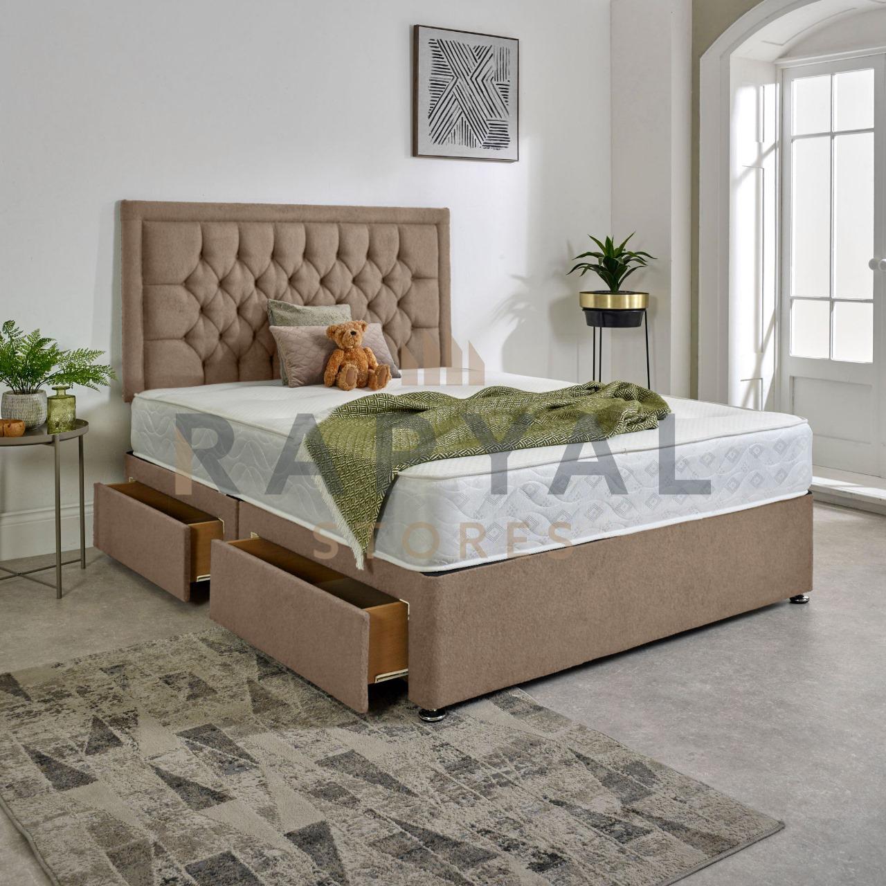 Fraser Luxury Divan Bed Set with Designer Headboard