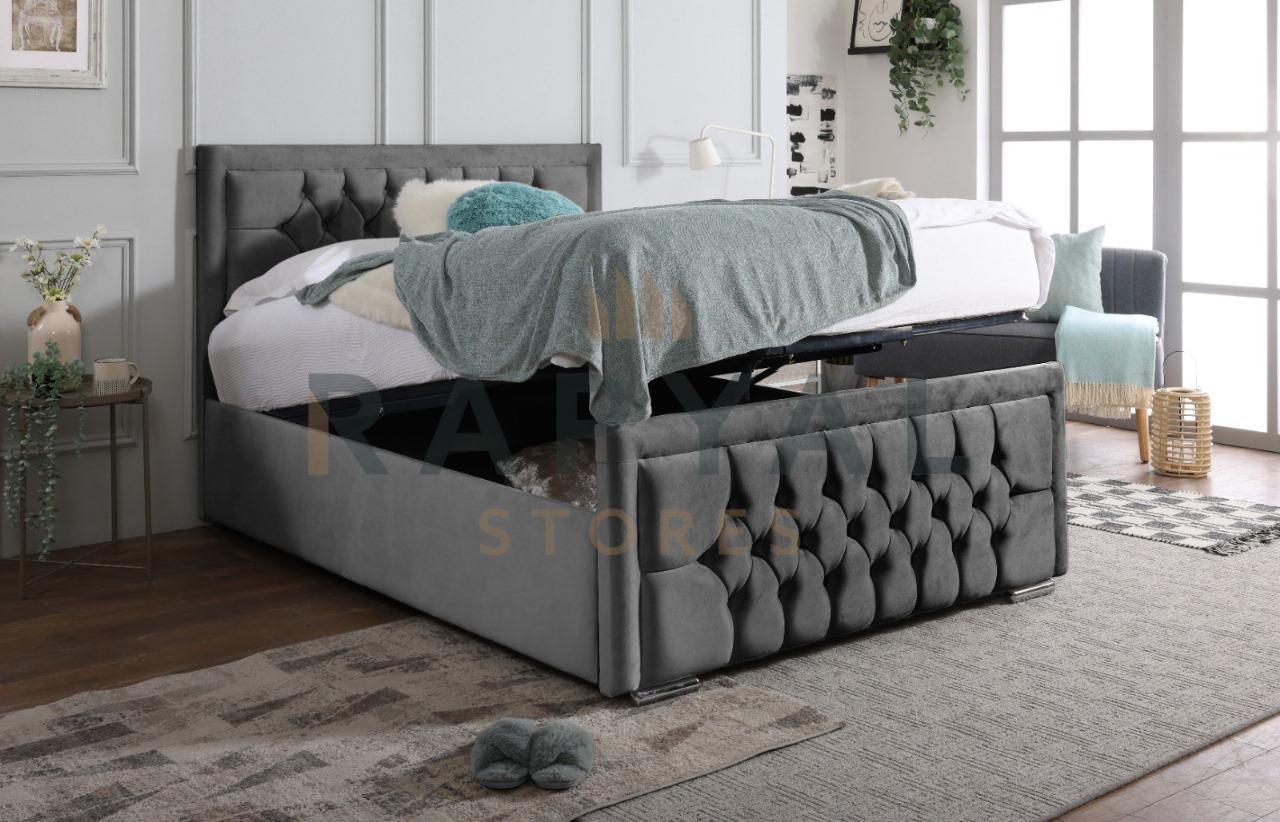 Steel Plush Rio Chesterfield Plush Velvet Bedstead