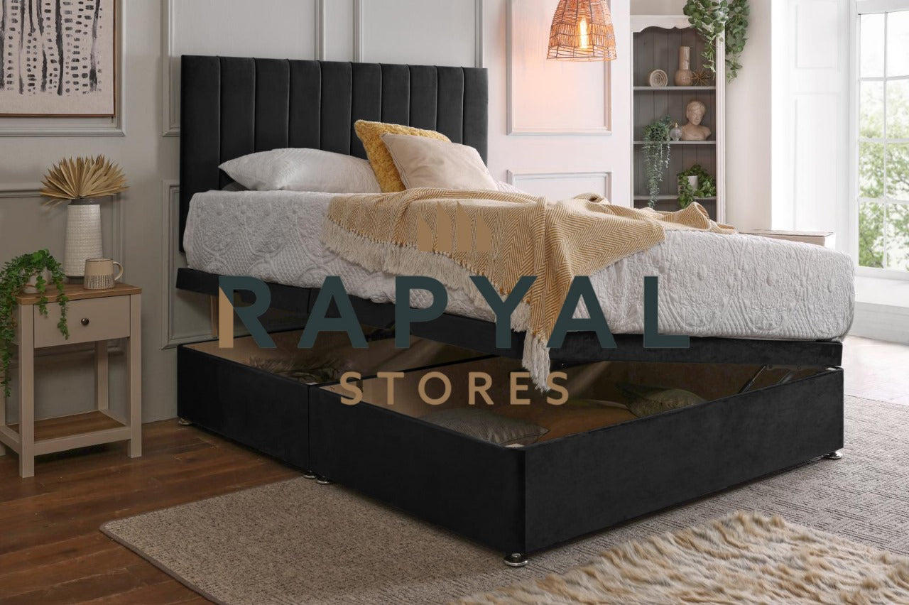 Vegas Side Lift Ottoman Divan Bed Set with Spring Memory Foam Mattress Option