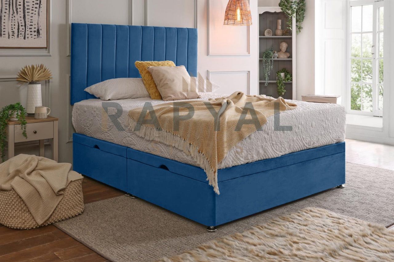 Vegas Side Lift Ottoman Divan Bed Set with Spring Memory Foam Mattress Option