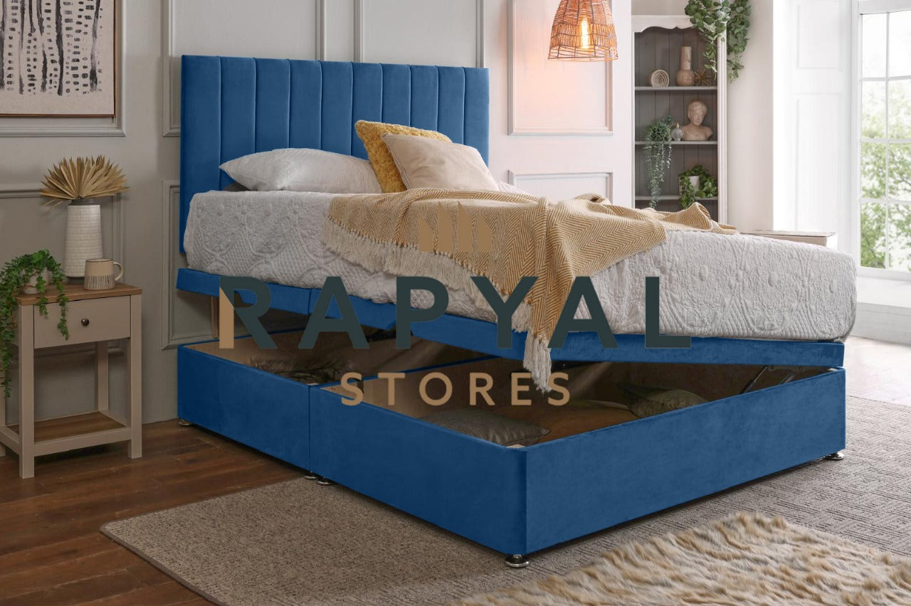 Vegas Side Lift Ottoman Divan Bed Set with Spring Memory Foam Mattress Option