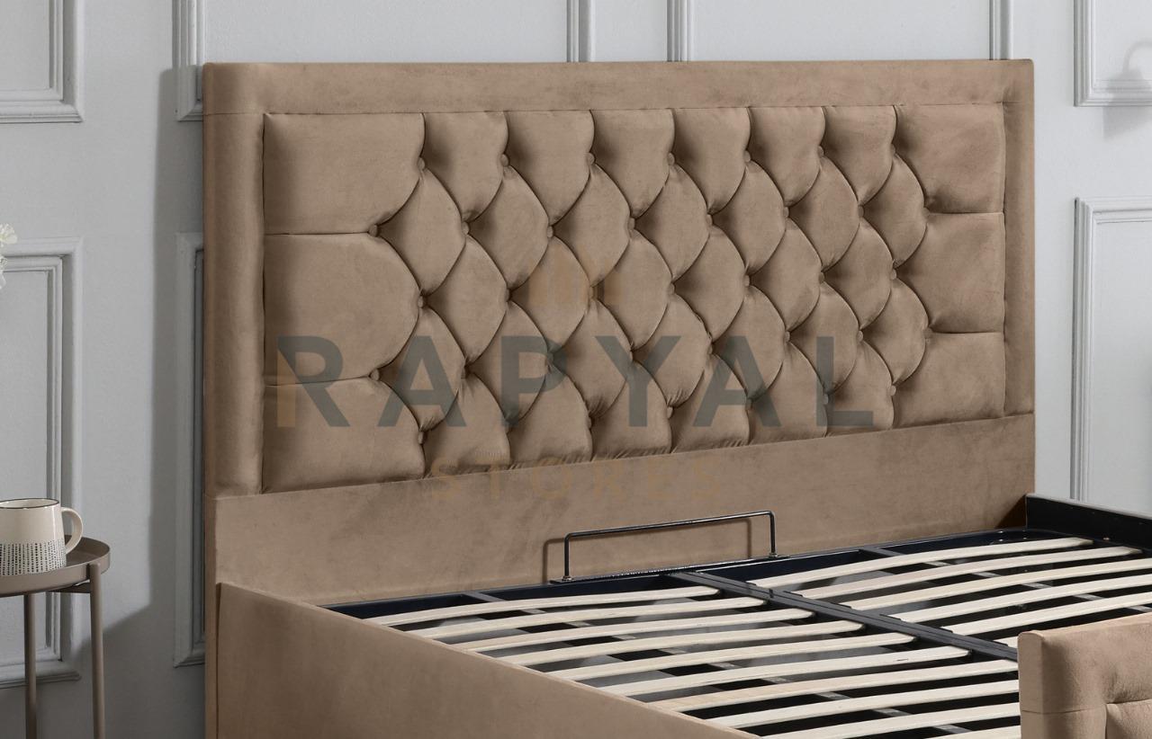 Beige Plush Rio Chesterfield Plush Velvet Bedstead