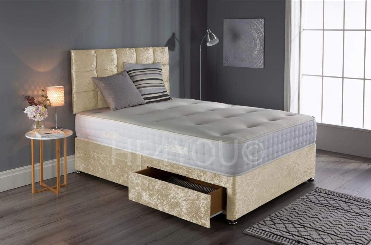 Darius House Crushed Velvet Divan Set with Memory Foam Mattress