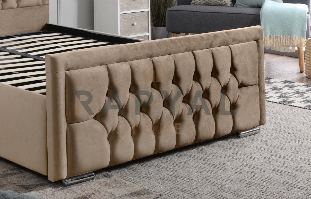Beige Plush Rio Chesterfield Plush Velvet Bedstead