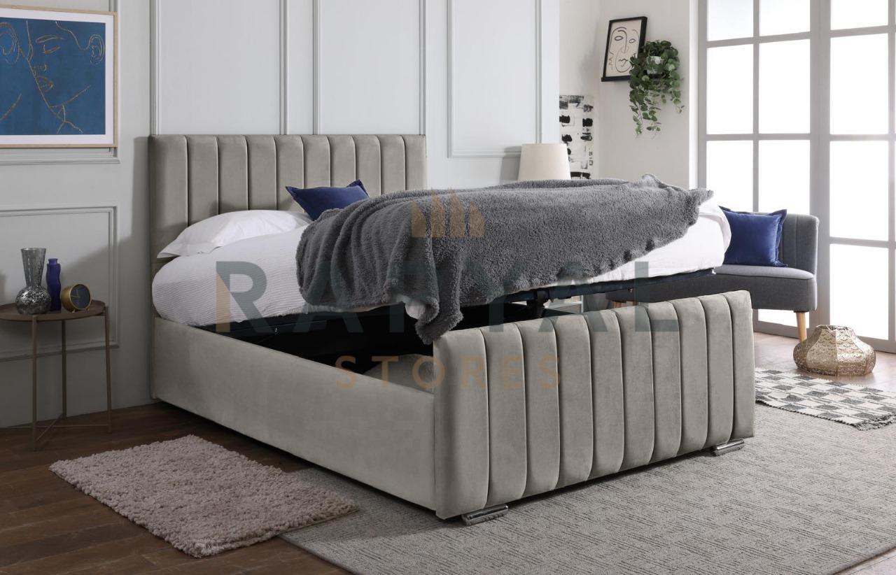 Silver Plush Vegas Lined Plush Velvet Bedstead