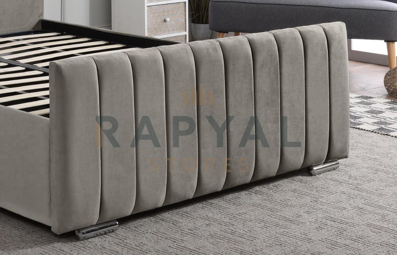 Silver Plush Vegas Lined Plush Velvet Bedstead