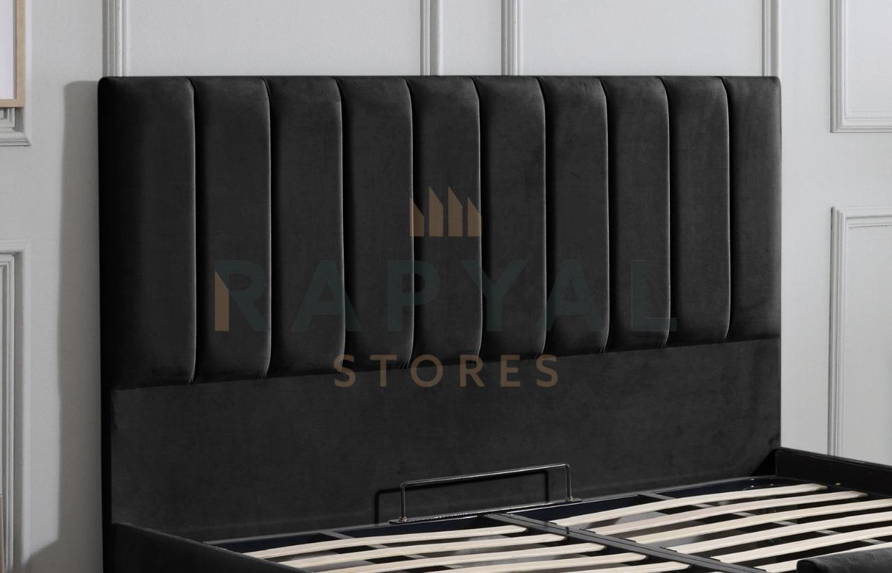 Black Plush Vegas Lined Plush Velvet Bedstead