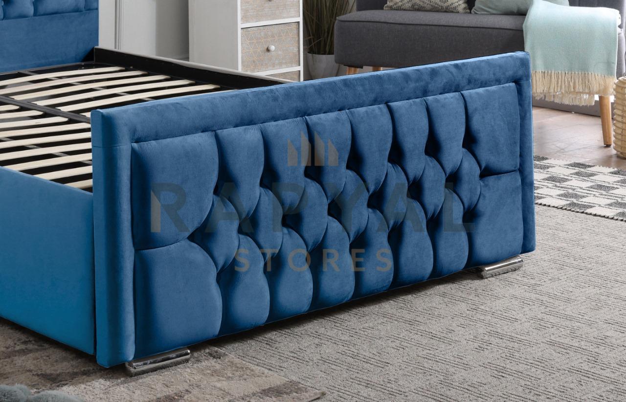 Blue Plush Rio Chesterfield Plush Velvet Bedstead