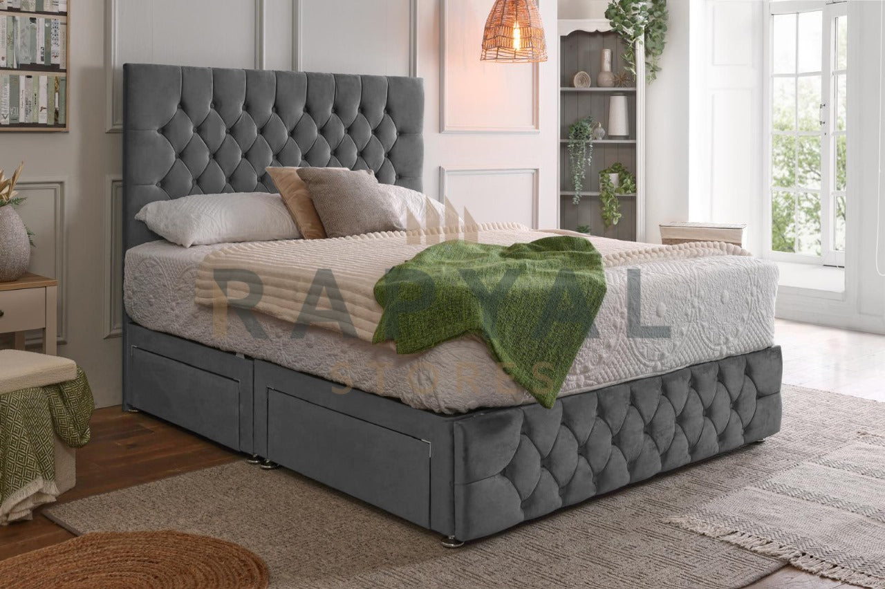 Sinclair Divan Bed Set with Tall Button Headboard and Footboard