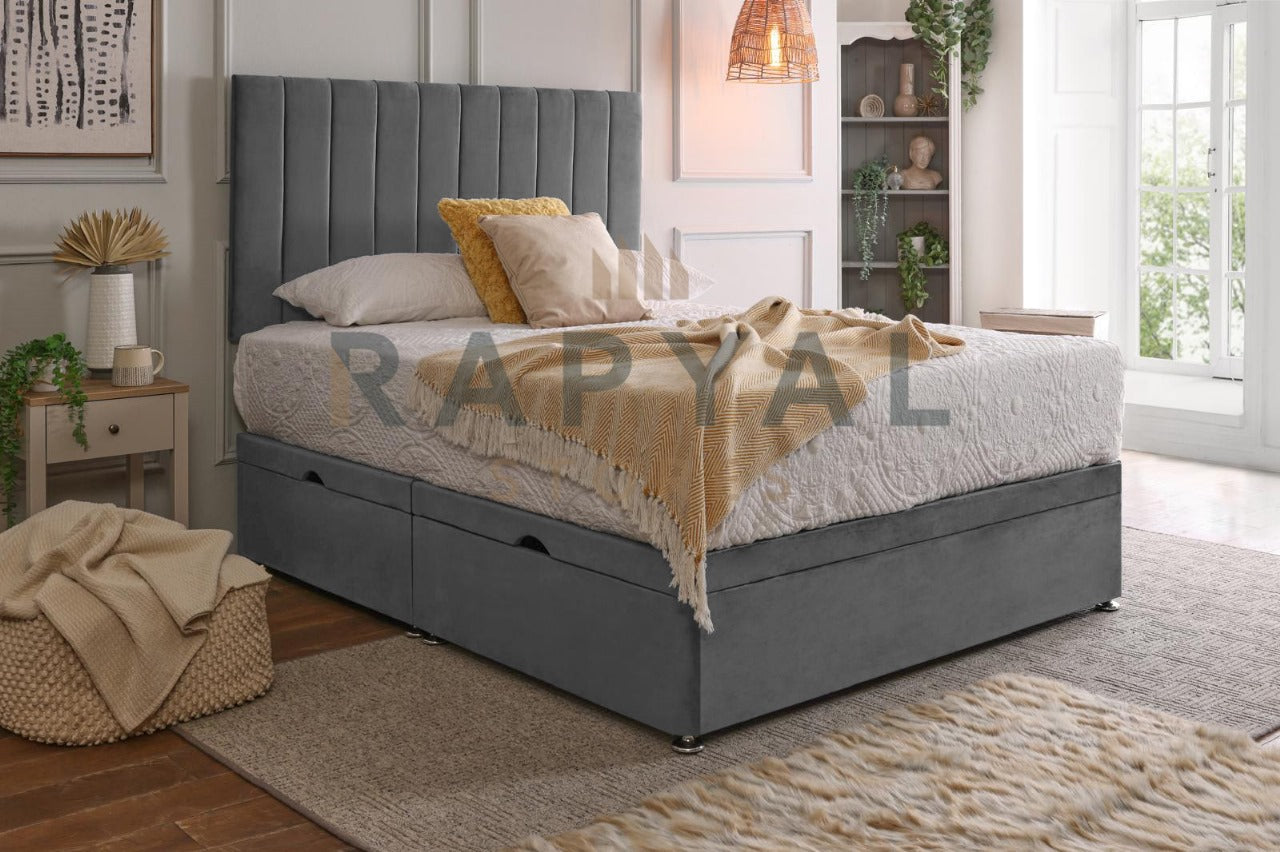 Vegas Side Lift Ottoman Divan Bed Set with Spring Memory Foam Mattress Option