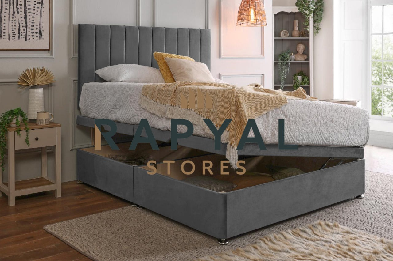 Vegas Side Lift Ottoman Divan Bed Set with Spring Memory Foam Mattress Option