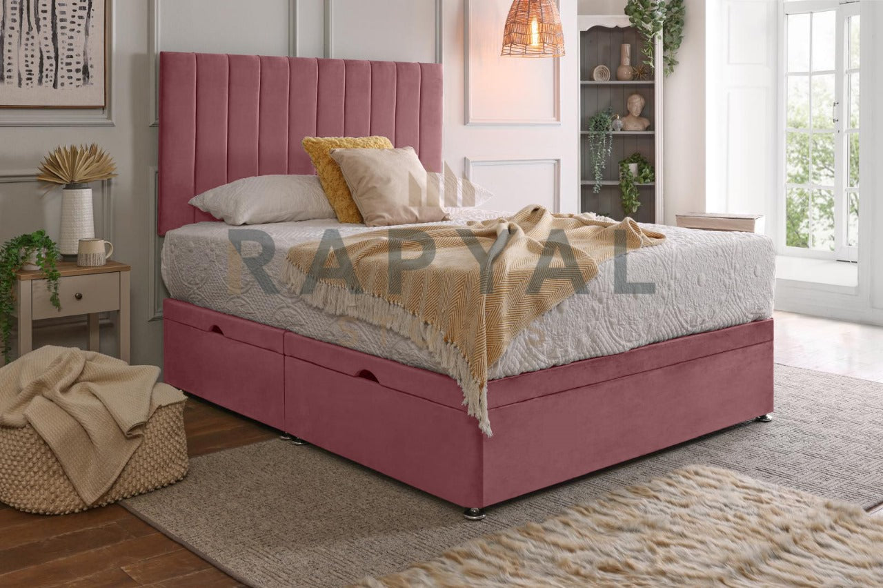 Vegas Side Lift Ottoman Divan Bed Set with Spring Memory Foam Mattress Option
