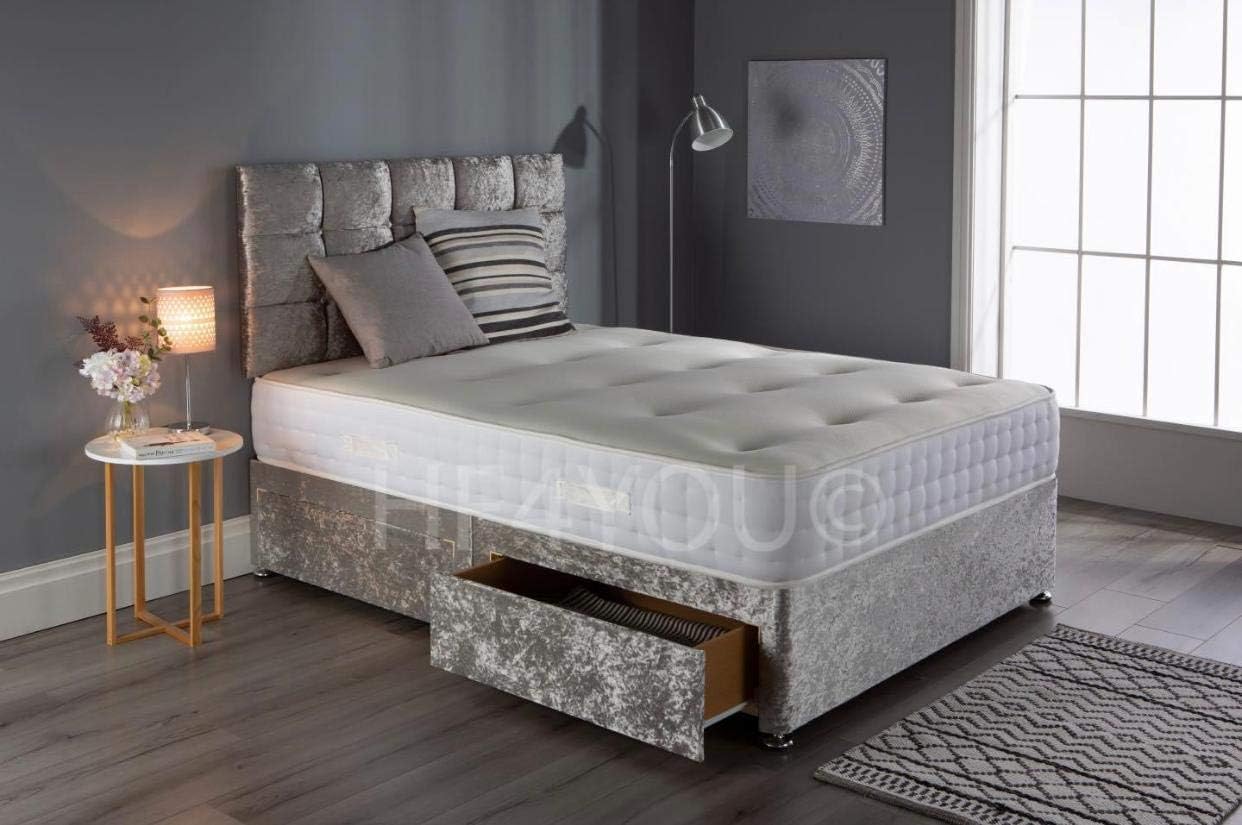 Darius House Crushed Velvet Divan Set with Memory Foam Mattress