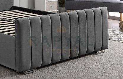 Steel Plush Vegas Lined Plush Velvet Bedstead