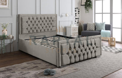 Silver Plush Rio Chesterfield Plush Velvet Bedstead