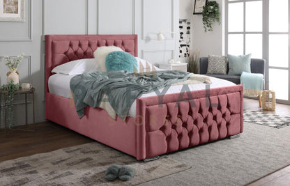 Pink Plush Rio Chesterfield Plush Velvet Bedstead