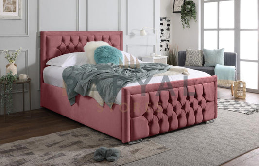 Pink Plush Rio Chesterfield Plush Velvet Bedstead