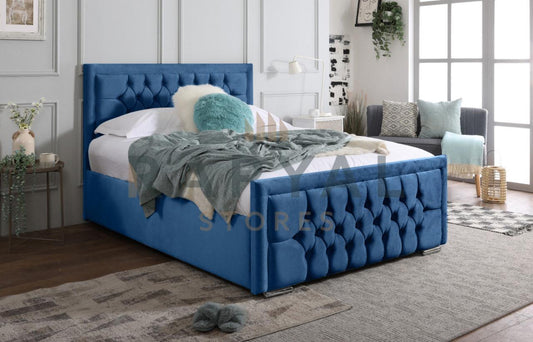 Blue Plush Rio Chesterfield Plush Velvet Bedstead