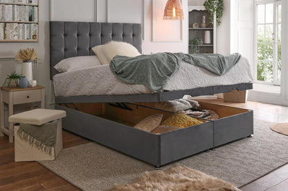 Matt Plush Velvet Divan Set with Spring Memory Foam Mattress