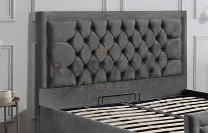 Steel Plush Rio Chesterfield Plush Velvet Bedstead