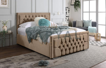 Beige Plush Rio Chesterfield Plush Velvet Bedstead