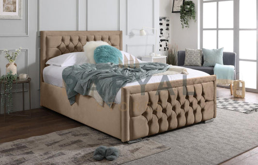 Beige Plush Rio Chesterfield Plush Velvet Bedstead