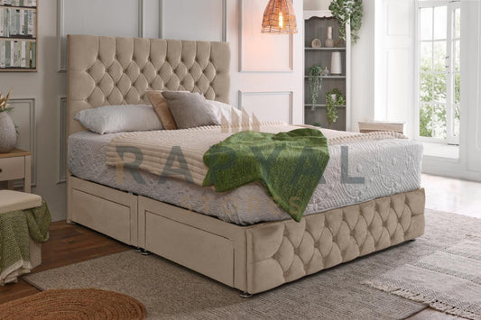 Tristan Divan Bed Set with Tall Button Headboard and Footboard