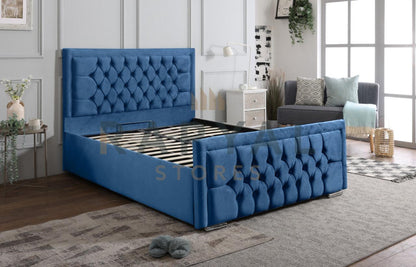 Blue Plush Rio Chesterfield Plush Velvet Bedstead