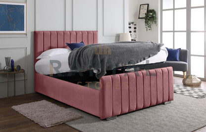 Pink Plush Vegas Lined Plush Velvet Bedstead