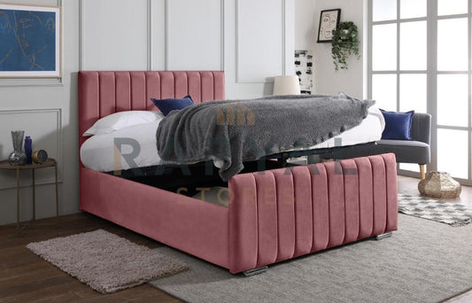 Pink Plush Vegas Lined Plush Velvet Bedstead