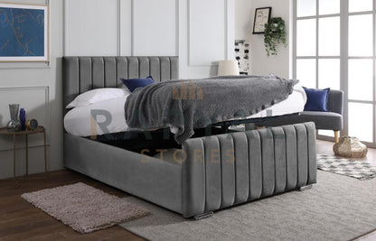 Steel Plush Vegas Lined Plush Velvet Bedstead