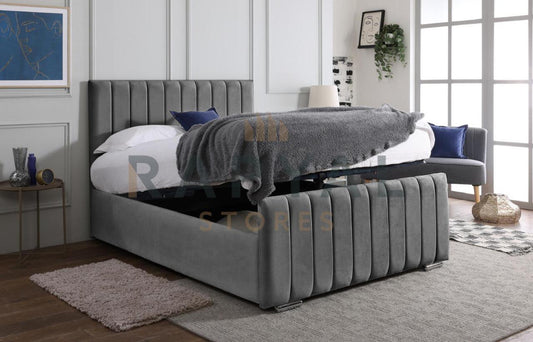Steel Plush Vegas Lined Plush Velvet Bedstead