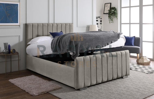 Silver Plush Vegas Lined Plush Velvet Bedstead