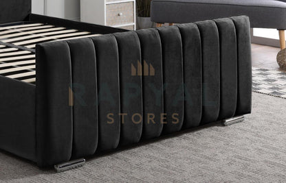 Black Plush Vegas Lined Plush Velvet Bedstead