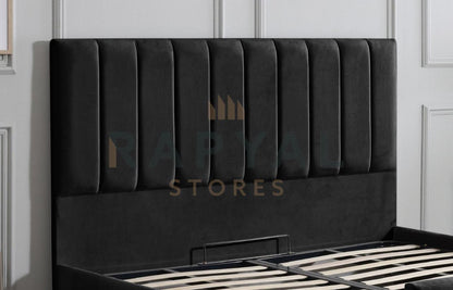 Black Plush Vegas Lined Plush Velvet Bedstead
